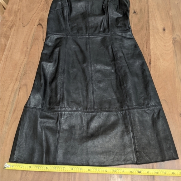 Halogen, black leather cocktail dress, size 6 Petite - Picture 7 of 10